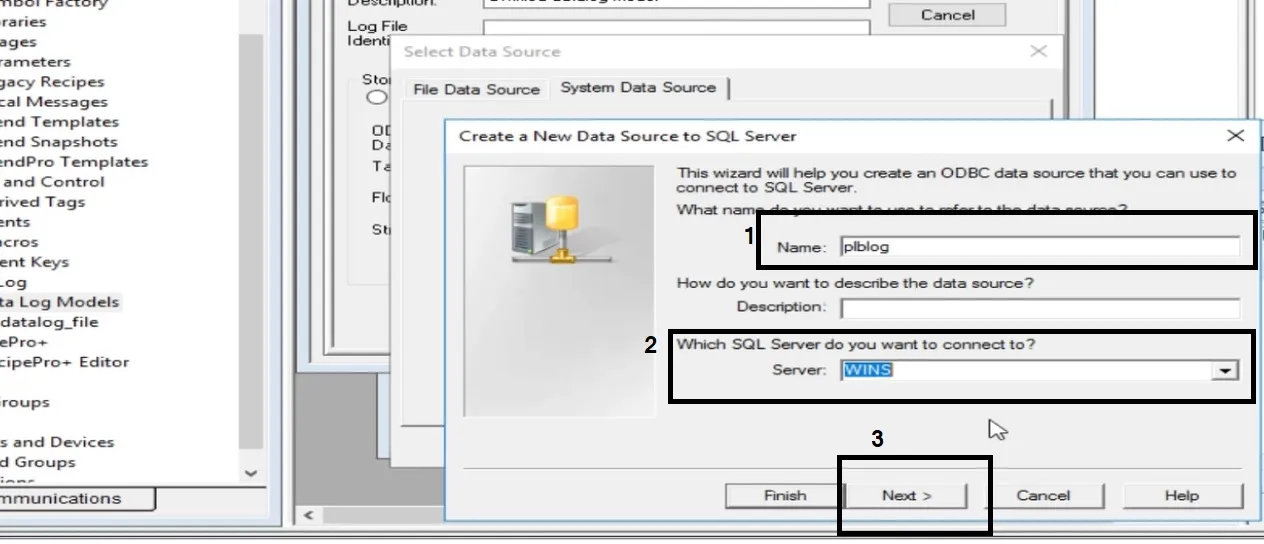 img/Data logging in MSSQL/Enter a Name and Description of your DSN.webp